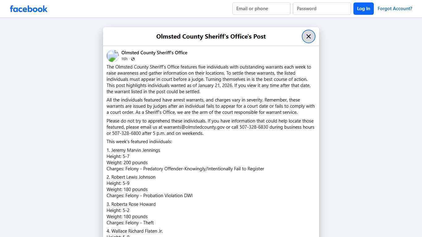 The Olmsted County... - Olmsted County Sheriff's Office Facebook